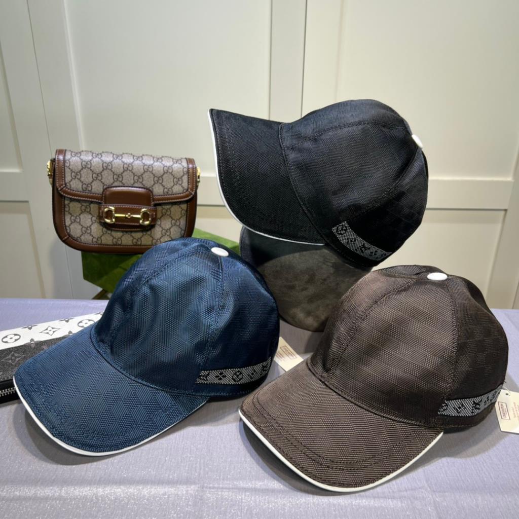 l ~ v nam nữ mũ bóng chày bằng vải bông họa tiết damier h099