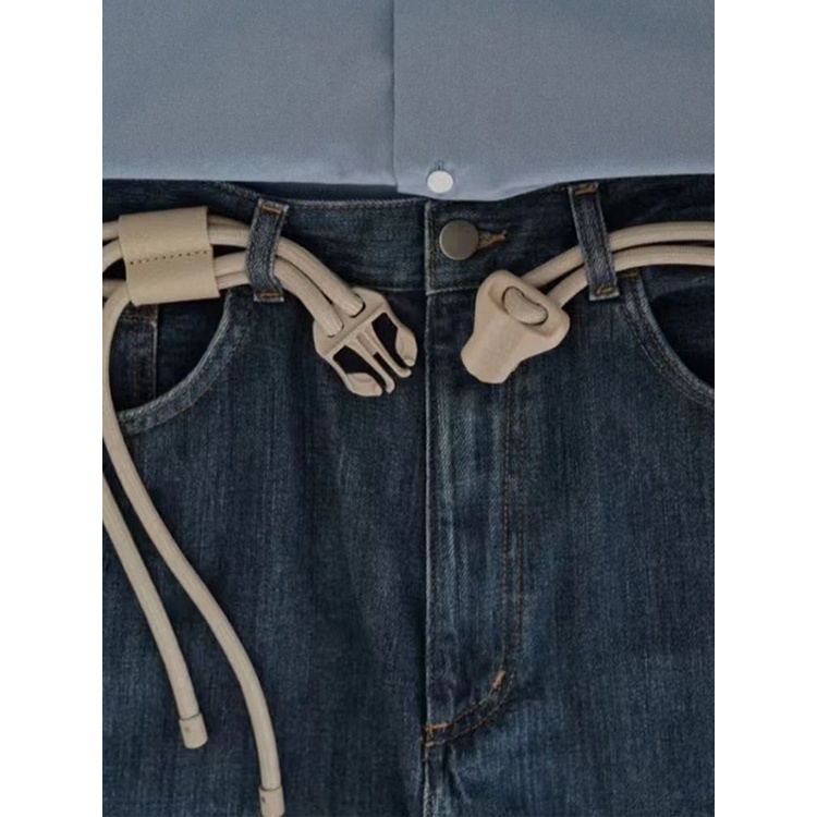 Thắt Lưng Vải canvas Phối Dây Xích Thiết Kế Đơn Giản Thời Trang Cao Cấp