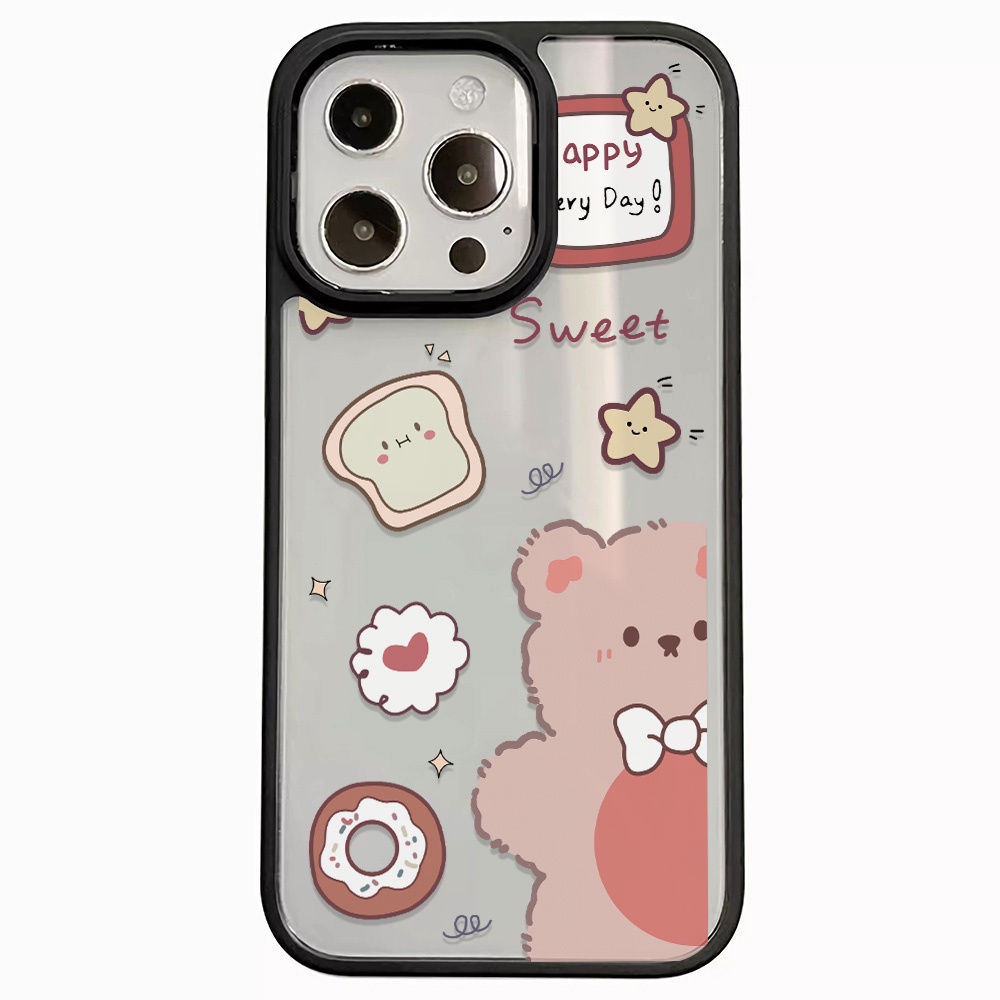 Ốp Điện Thoại Acrylic Cứng Trong Suốt Hình Gấu Hạnh Phúc Cho iphone 14promax 11 13 12 7Plus 8 X XS Max