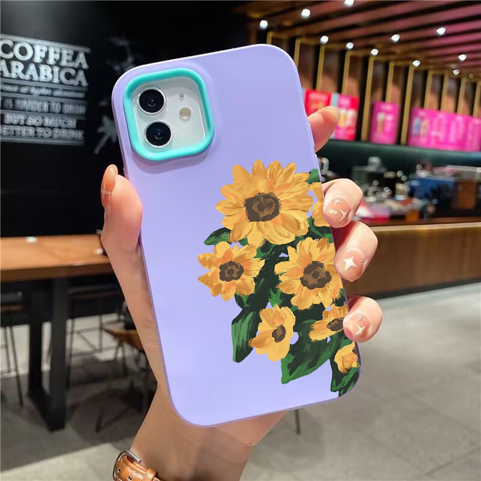 Ốp Điện Thoại silicon Dẻo Hình Hoa Hướng Dương 3 Trong 1 Cho iPhone 14Promax 13 12 11 7Plus 7 X Xs Max XR