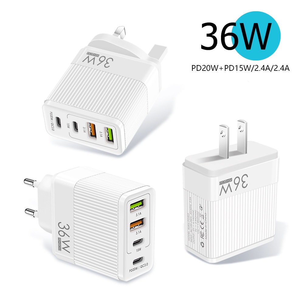 Cốc Sạc Nhanh Qc3.0 PD36W Chuẩn Âu Mỹ Cho Điện Thoại / Máy Tính Bảng