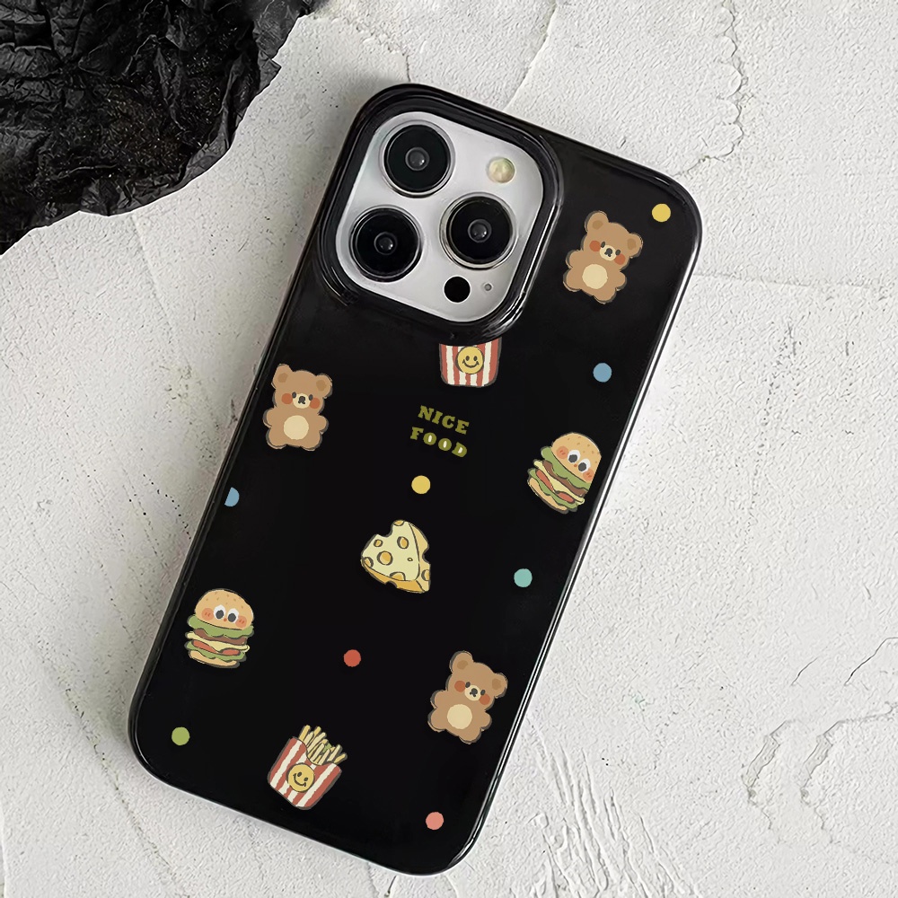 Ốp Điện Thoại Silicone TPU Mềm Bóng In Hình Gấu Hamburg Cho iphone 14promax 11 13 12 7Plus 8 X XS Max
