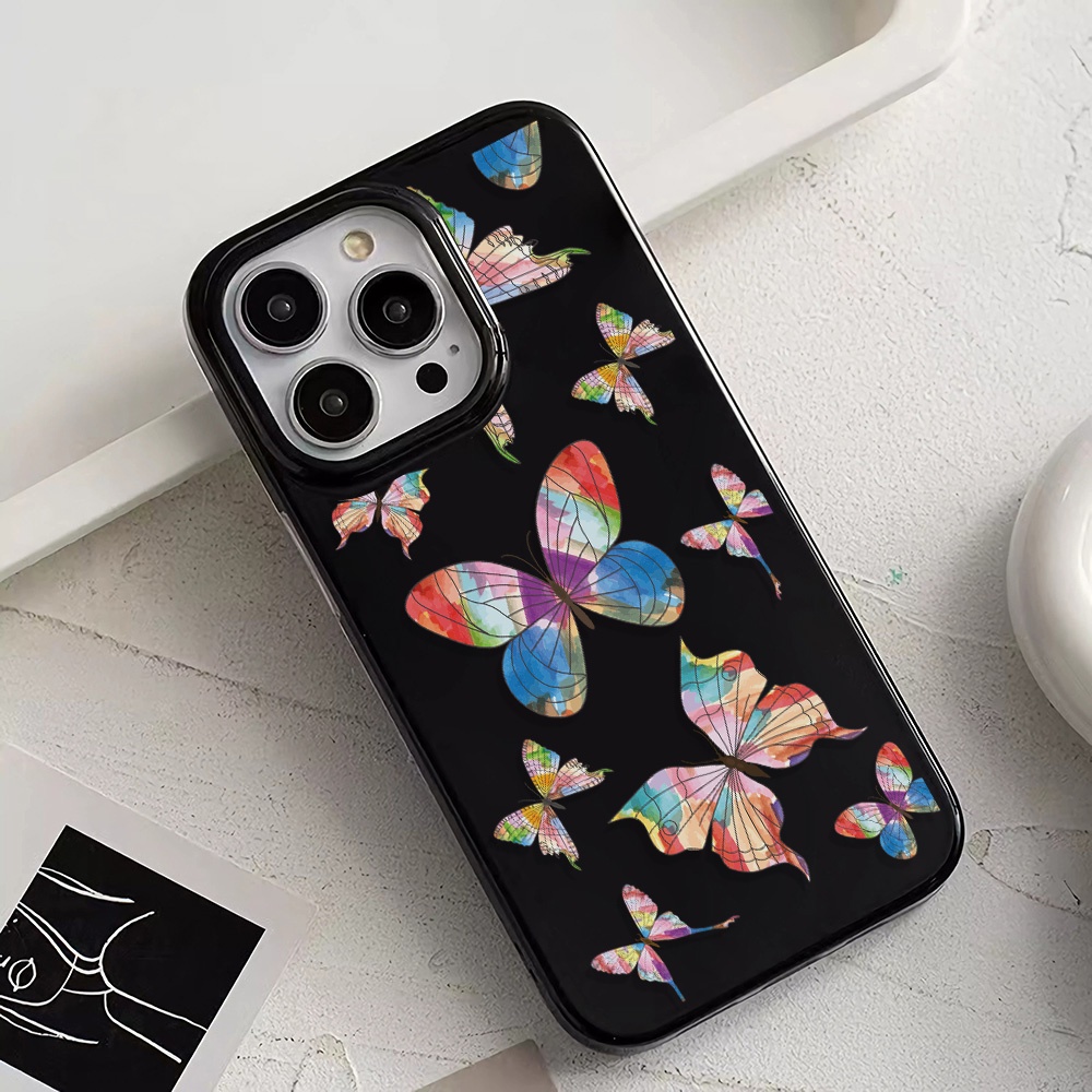 Ốp Điện Thoại Silicone TPU Mềm Bóng In Hình Bướm Nhiều Màu Cho iphone 14promax 11 13 12 7Plus 8 X XS Max