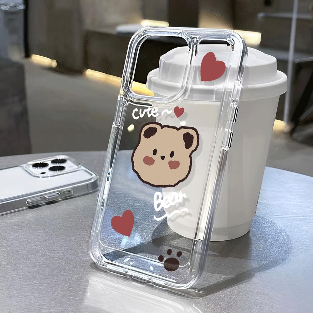 Ốp Điện Thoại Trong Suốt Họa Tiết Trái Tim / Gấu Dễ Thương Cho iphone 14promax 13 12 11 7Plus 7 8 Plus X XR XSMax