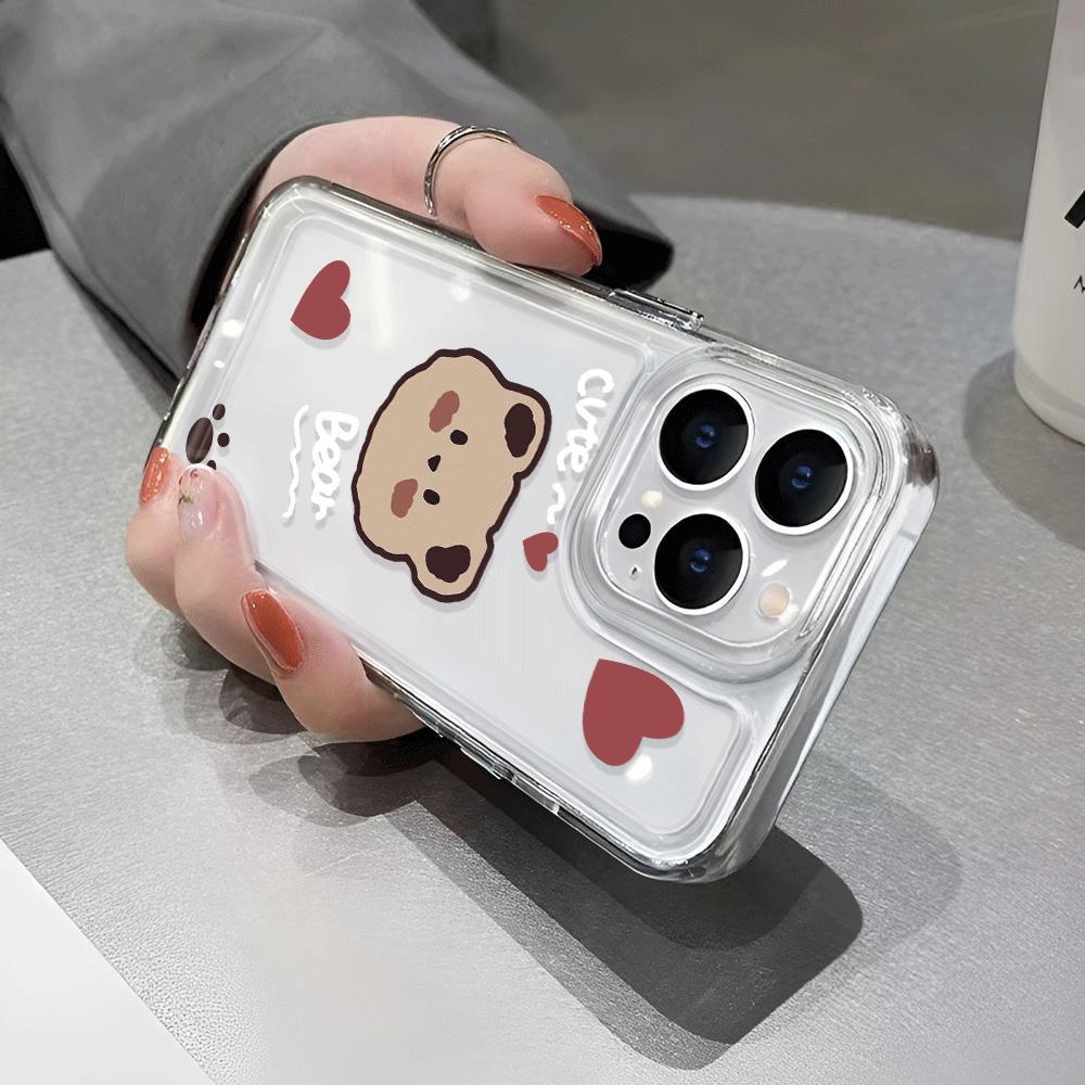 Ốp Điện Thoại Trong Suốt Họa Tiết Trái Tim / Gấu Dễ Thương Cho iphone 14promax 13 12 11 7Plus 7 8 Plus X XR XSMax