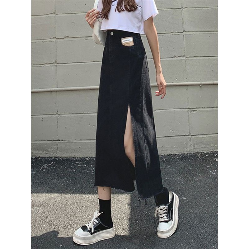 Chân váy jean Mỏng Dáng Chữ A Lưng Cao Xẻ Tà Thời Trang Mùa Hè Mới 2023 Cho Nữ