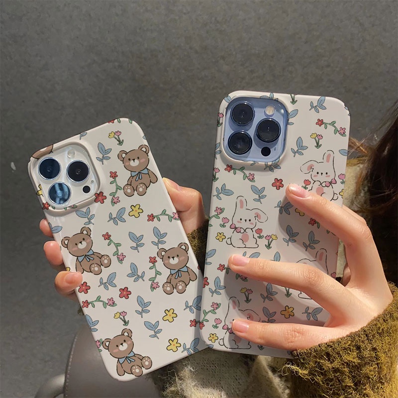 Ốp Điện Thoại Cứng Chống Sốc In Hình Gấu / Thỏ Dễ Thương Cho iphone 14promax 11 13 12 7Plus 8 X XS Max