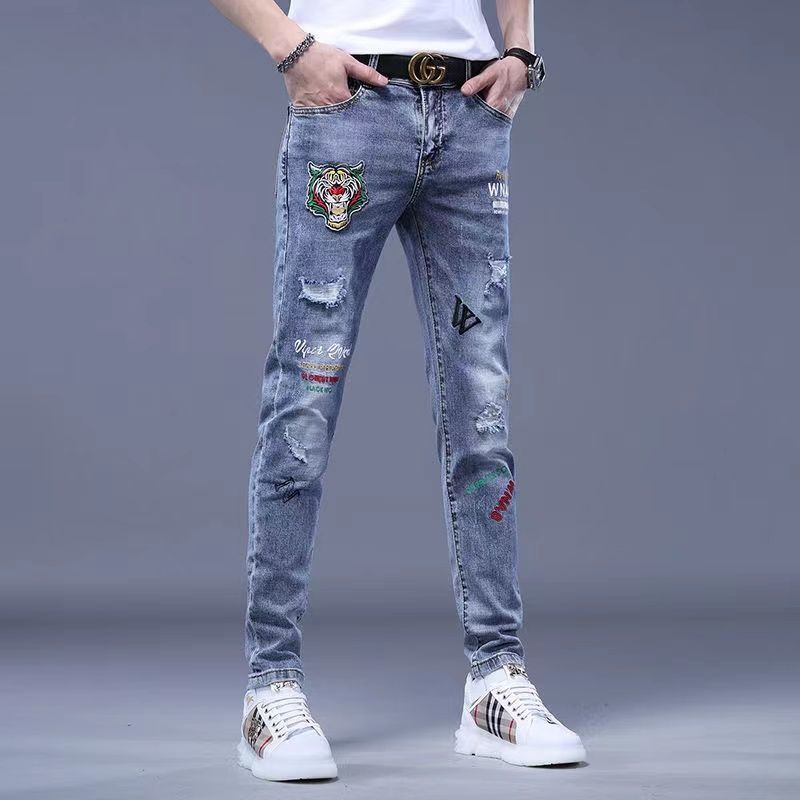 Quần Jeans Thêu Họa Tiết Thời Trang Xu Hướng Hàn Quốc Cho Nam