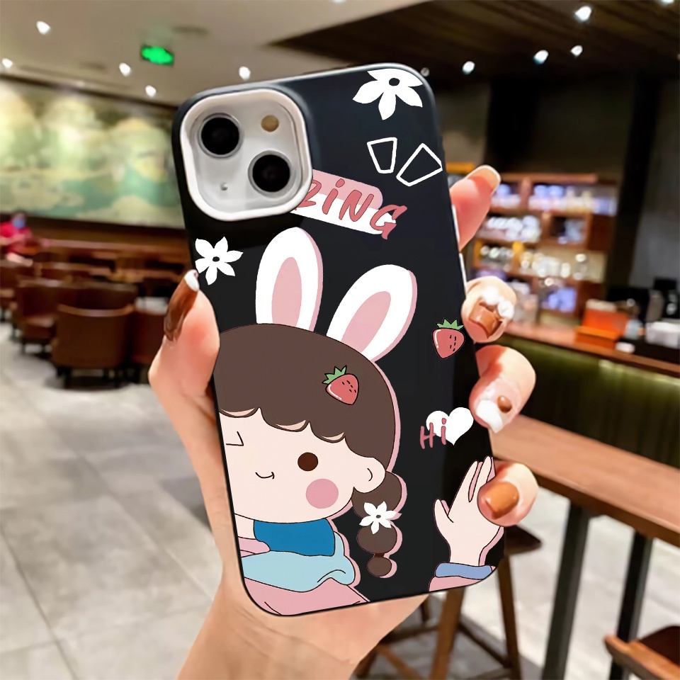 Ốp Điện Thoại silicon Dẻo Đính Tai Thỏ 3 Trong 1 Cho iPhone 14Promax 13 12 11 7Plus 7 X Xs Max XR