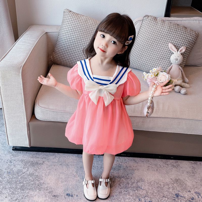 Đầm Công Chúa Mùa Hè Kiểu Mới 2023 Cổ Thủy Thủ Thời Trang Cho Bé Gái