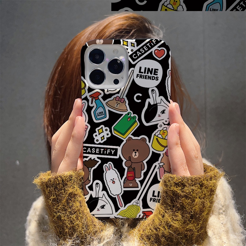 Ốp Điện Thoại Cứng Hình Gấu Nâu Thời Trang Chống Sốc Cho iphone 14 pro Max 11 13 12 7Plus 8 X XS Max