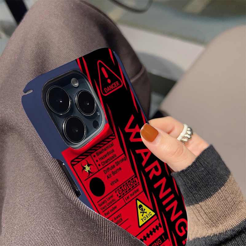 Ốp Điện Thoại Cứng Chống Sốc In Hình Nhãn Dán Cảnh Báo Thời Trang Cho iphone 14 pro Max 11 13 12 7Plus 8 X XS Max