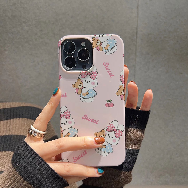 Ốp Điện Thoại Cứng Chống Sốc Hình Thỏ Và Gấu Cho iphone 14promax 11 13 12 7Plus 8 X XS Max