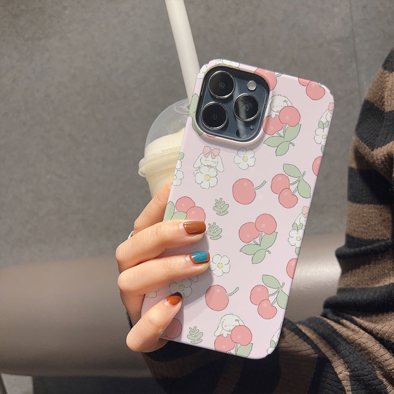 Ốp Điện Thoại Cứng Chống Sốc Hình Thỏ Và Mây cherry Cho iphone 14promax 11 13 12 7Plus 8 X XS Max