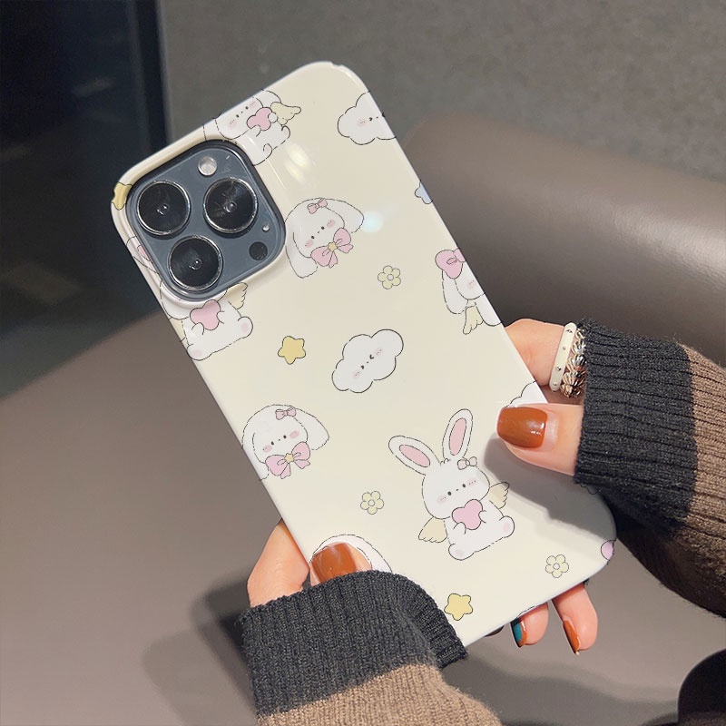 Ốp Điện Thoại Cứng Chống Sốc Hình Thỏ Và Mây cherry Cho iphone 14promax 11 13 12 7Plus 8 X XS Max