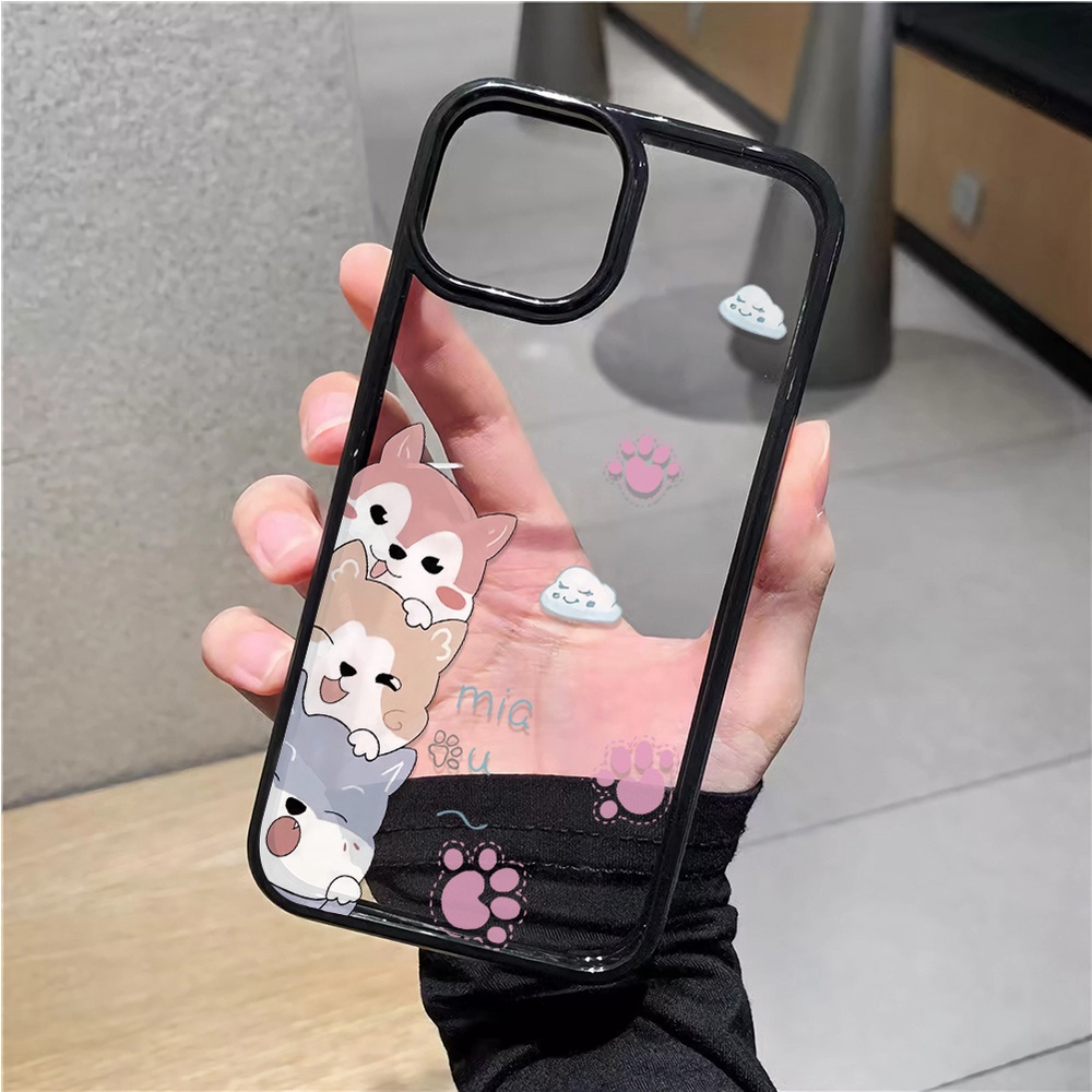 Ốp Điện Thoại Nhựa Acrylic Cứng Trong Suốt In Hình Mèo Hoạt Hình Cho iphone 14 pro Max 11 13 12 7Plus 8 X XS Max