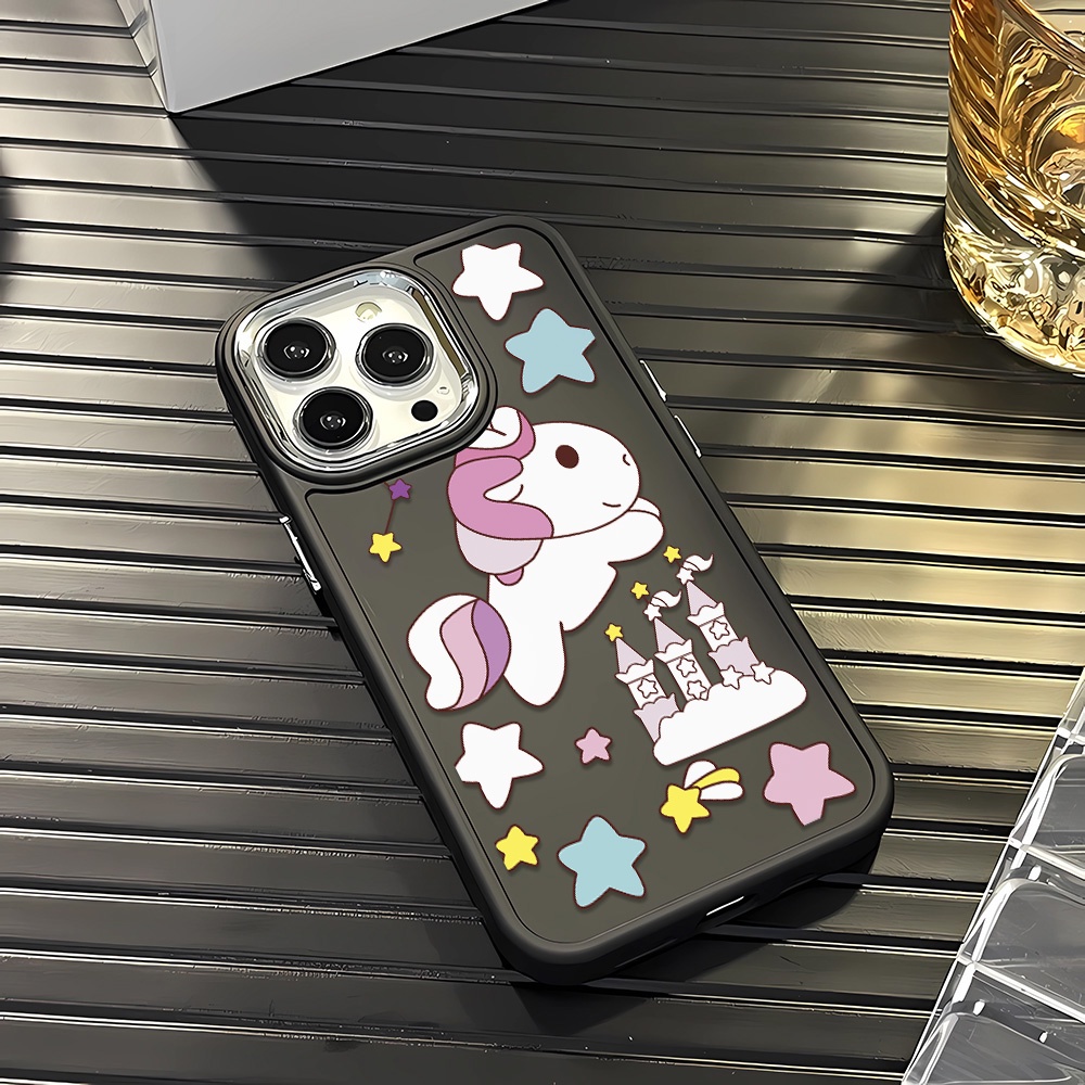 Ốp Điện Thoại Silicone Khung Kim Loại In Hình Kỳ Lân Cho iphone 14ProMax 11 13 12 7Plus 8 X XS Max