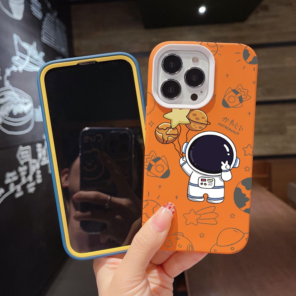 Ốp Điện Thoại silicon Dẻo Hình Phi Hành Gia 3 Trong 1 Cho iPhone 14Promax 13 12 11 7Plus X XR 7 8