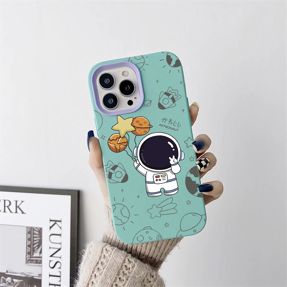 Ốp Điện Thoại silicon Dẻo Hình Phi Hành Gia 3 Trong 1 Cho iPhone 14Promax 13 12 11 7Plus X XR 7 8