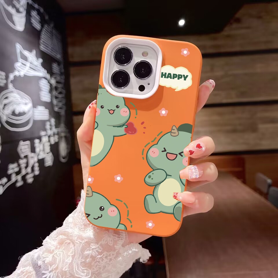 Ốp Điện Thoại silicon Dẻo Hình Khủng Long Màu Xanh Lá 3 Trong 1 Cho iPhone 14Promax 13 12 11 7Plus X XR 7 8