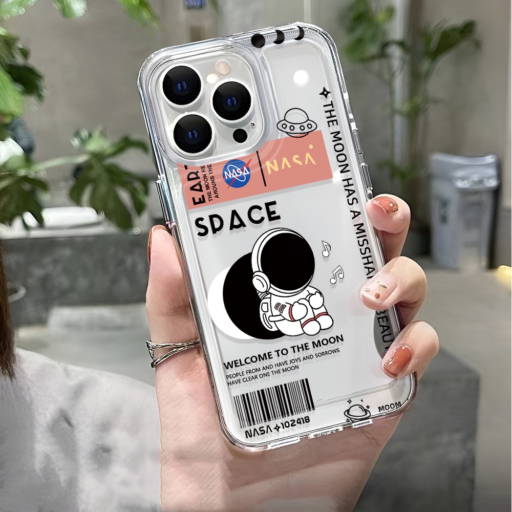 Ốp Điện Thoại Trong Suốt Hình Phi Hành Gia Âm Nhạc Cho iphone 14 pro max 11 13 12 7 8 Plus X XR XSMax