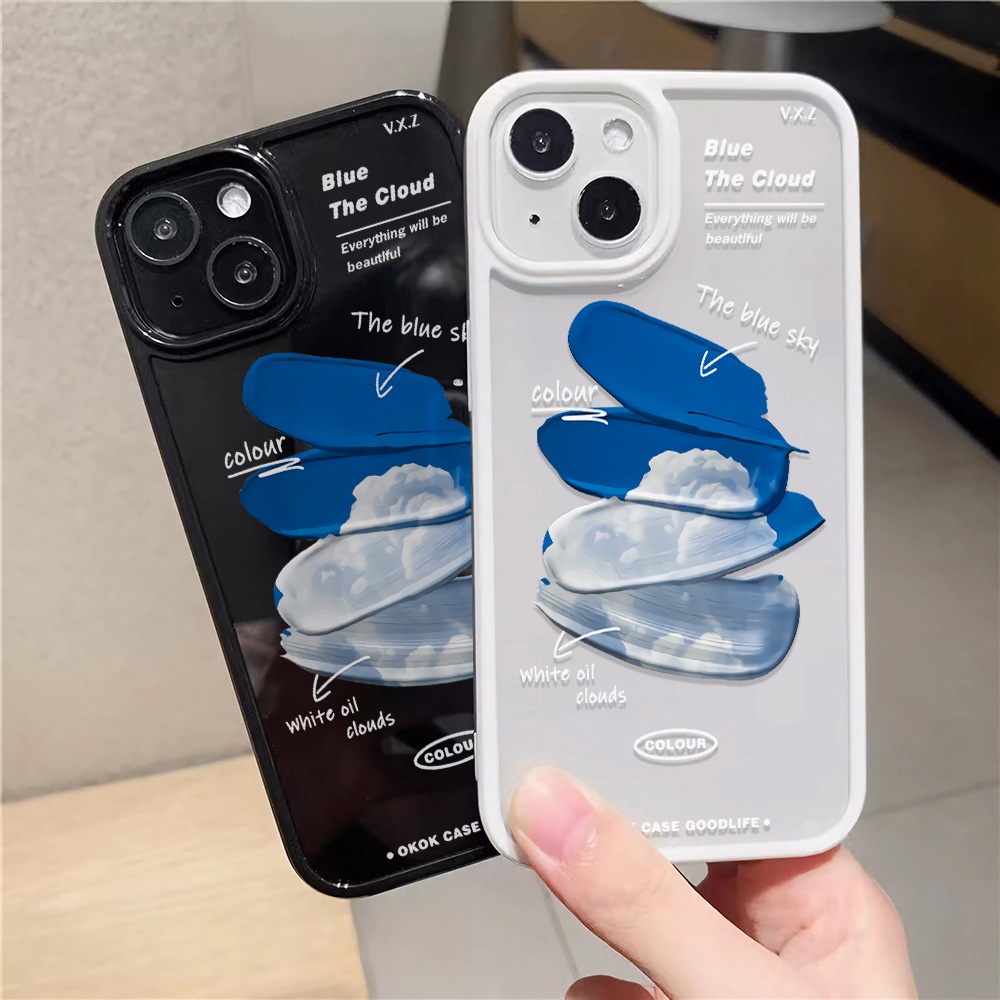 Ốp Điện Thoại Acrylic Cứng Trong Suốt Màu Xanh Dương Cho iphone 14 pro Max 11 13 12 7Plus 8 X XS Max