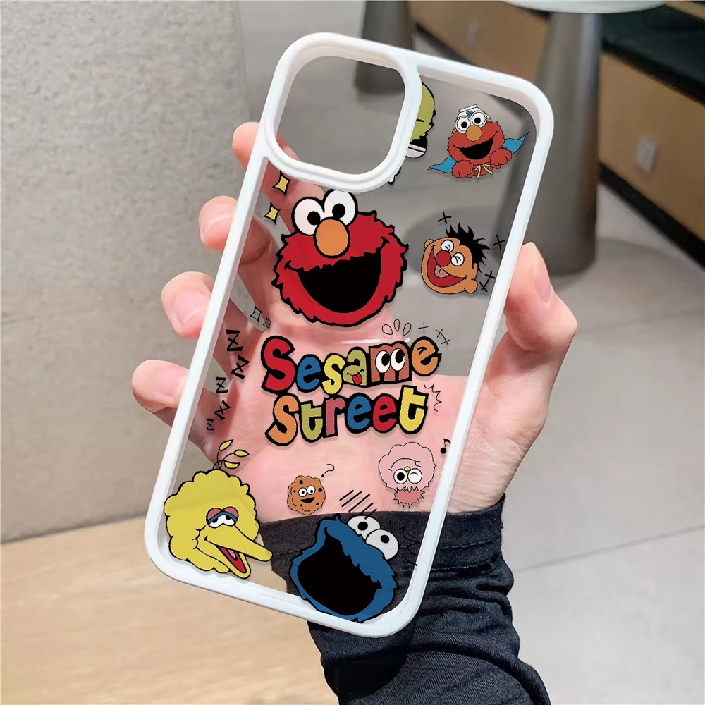 Ốp Điện Thoại Acrylic Cứng Trong Suốt In Hoạt Hình Sesame Street Cho iphone 14 pro Max 11 13 12 7Plus 8 X XS Max