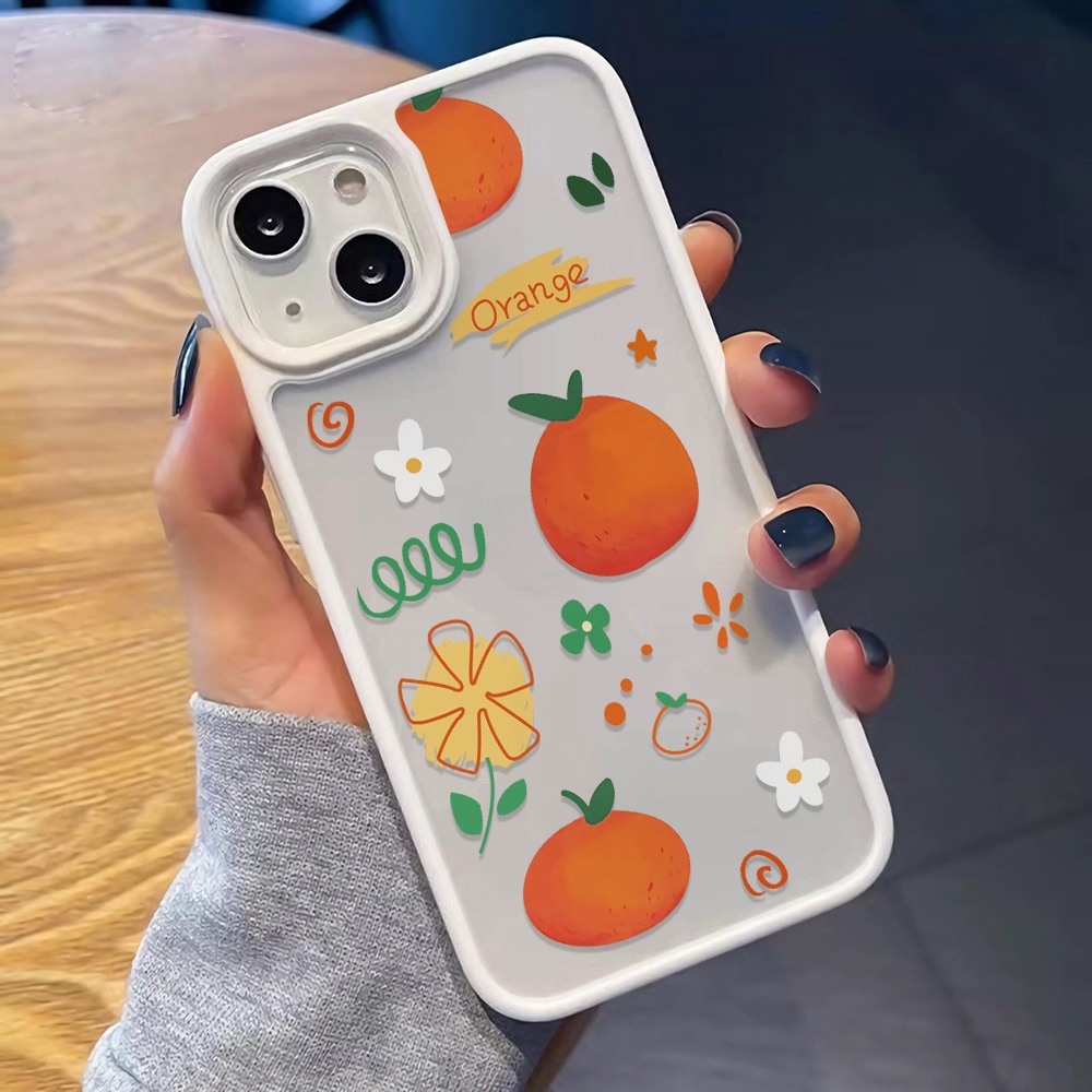 Ốp Điện Thoại Nhựa Acrylic Cứng Trong Suốt Hình Hoa Quả Cam Cho iphone 14 pro Max 11 13 12 7Plus 8 X XS Max