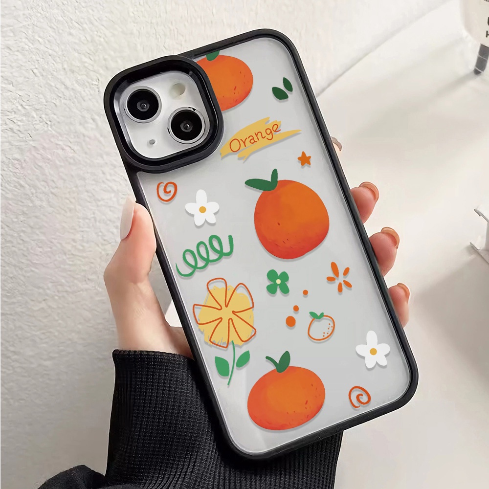 Ốp Điện Thoại Nhựa Acrylic Cứng Trong Suốt Hình Hoa Quả Cam Cho iphone 14 pro Max 11 13 12 7Plus 8 X XS Max