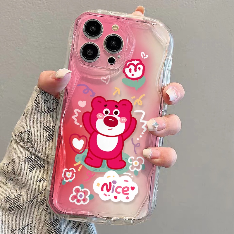 Ốp Điện Thoại Mềm Trong Suốt Họa Tiết Lotso Màu Hồng Cho iphone 14 pro Max 11 13 12 7Plus 8 X XS Max