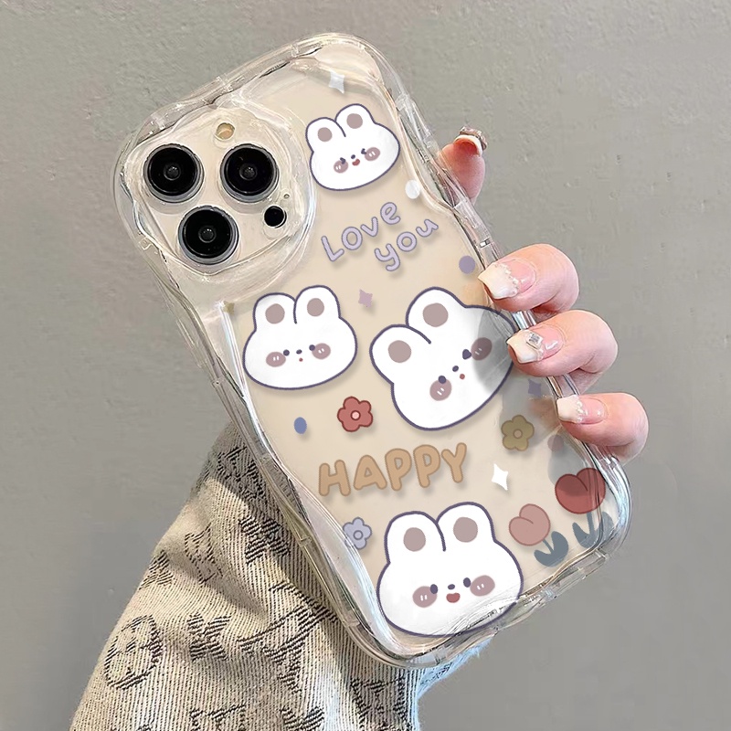 Ốp Điện Thoại Dẻo Trong Suốt Họa Tiết Hoa &amp; Thỏ Dễ Thương Cho iphone 14 pro Max 11 13 12 7Plus 8 X XS Max