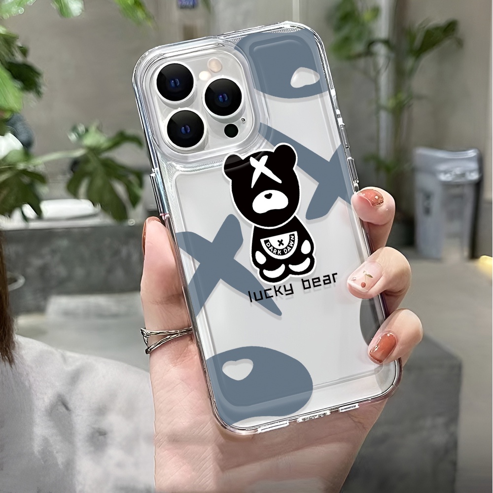 Ốp Điện Thoại Trong Suốt In Hình Gấu May Mắn Cho iphone 14 pro max 11 13 12 7 8 Plus X XR XSMax