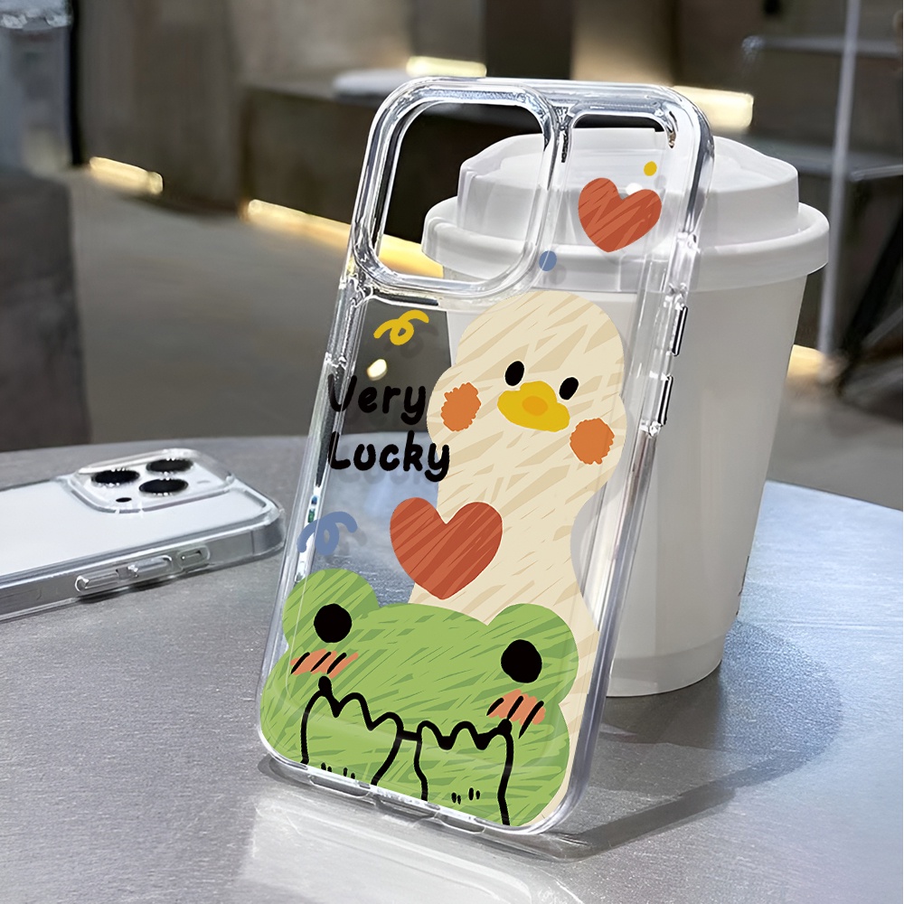 Ốp Điện Thoại Trong Suốt In Hình Vịt May Mắn Cho iphone 14 pro max 11 13 12 7 8 Plus X XR XSMax