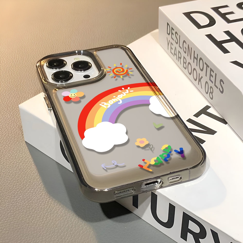 Ốp Điện Thoại Trong Suốt Họa Tiết Cầu Vồng Dành Cho iphone 14 pro max 11 13 12 7 8 Plus X XR XSMax