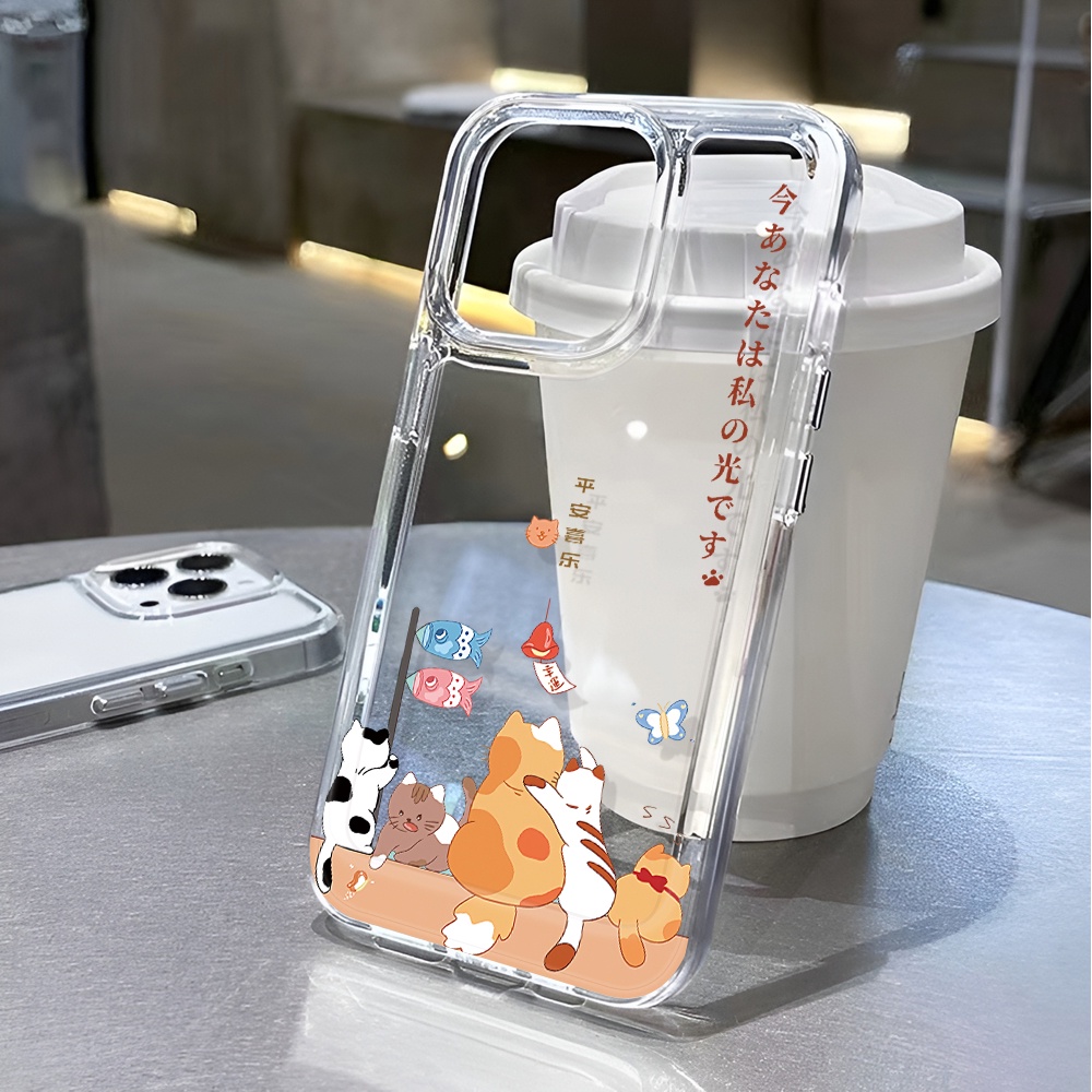 Ốp Điện Thoại Trong Suốt In Hình Mèo / Cá Hoạt Hình Cho iphone 14 pro max 11 13 12 7 8 Plus X XR XSMax