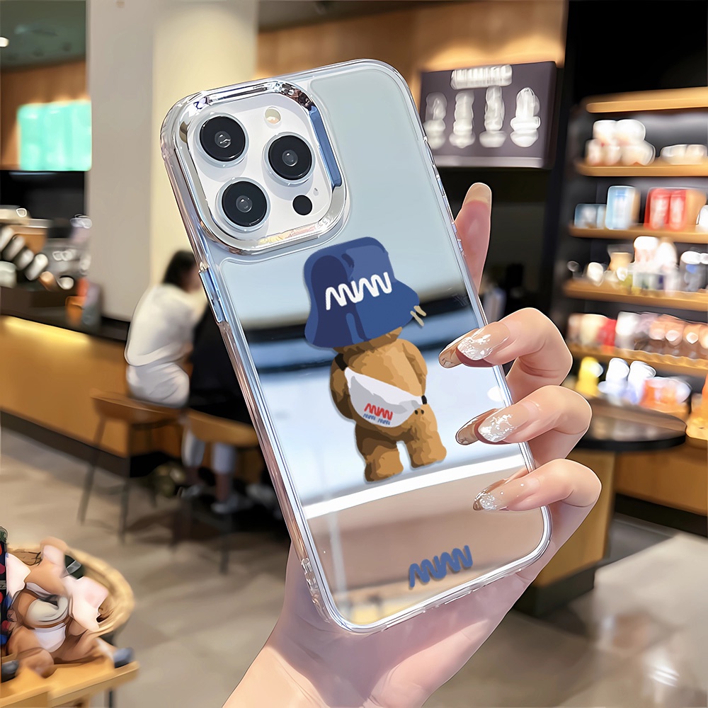 Ốp Điện Thoại Tráng Gương Họa Tiết Gấu NASA Cho iphone 14 pro max 11 12 13 8 7 Plus X XR XSMax