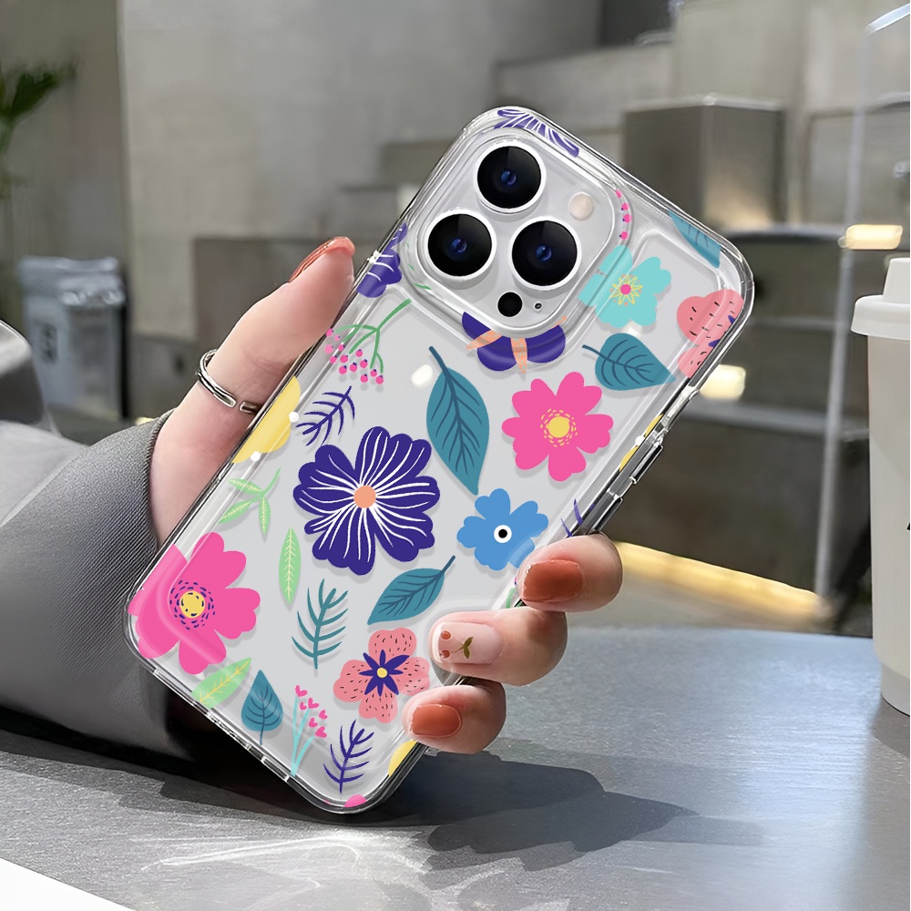 Ốp Điện Thoại Trong Suốt In Hình Hoa Lá Thời Trang Cho iphone 14 pro max 11 13 12 7 8 Plus X XR XSMax