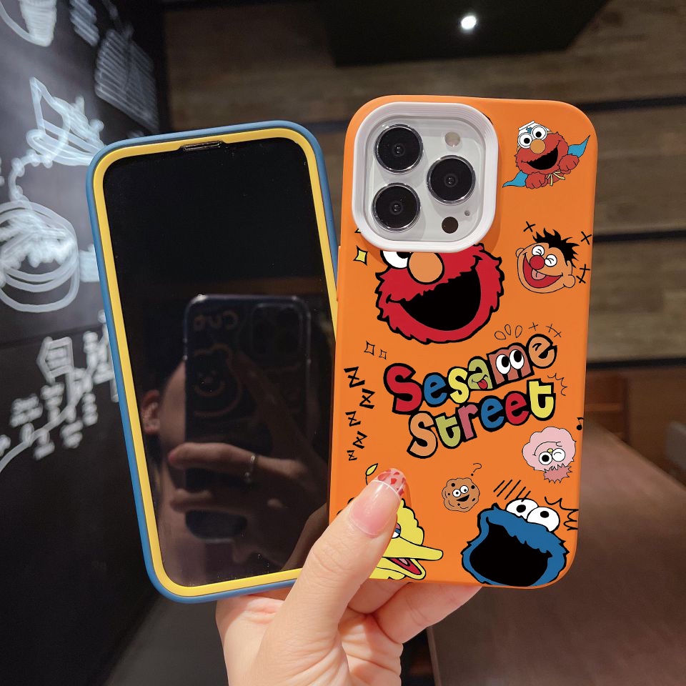 Ốp Điện Thoại silicon Dẻo Họa Tiết Hoạt Hình Sesame Street 3 Trong 1 Cho iPhone 14Promax 13 12 11 7Plus X XR