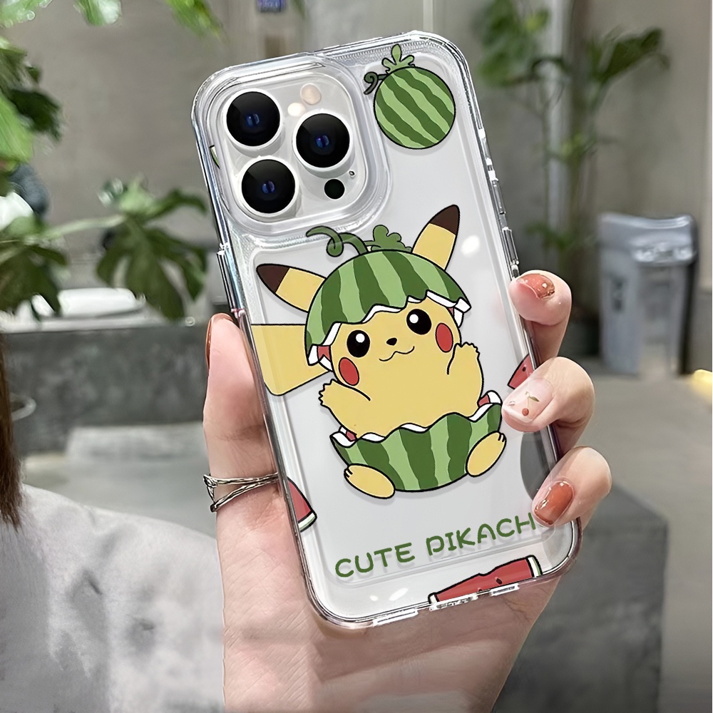 Ốp Điện Thoại Trong Suốt Họa Tiết Dưa Hấu / Pikachu Dễ Thương Cho iphone 14 pro max 11 13 12 7 8 Plus X XR XSMax