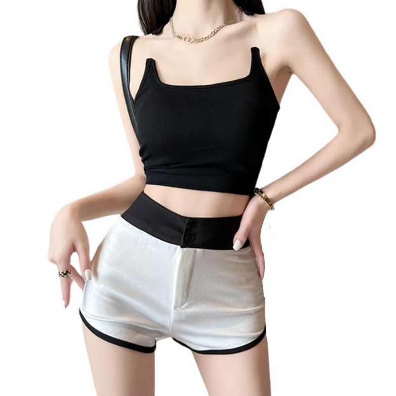 [Hàng Có Sẵn Giao Hàng Nhanh] Quần Đùi Thể Thao Ôm Dáng Màu Trắng Đen Phong Cách Desire Quyến Rũ Nóng Bỏng Mùa Hè Cho Nữ