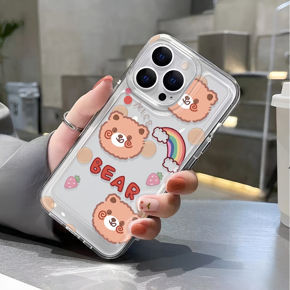 Ốp Điện Thoại Trong Suốt Chống Sốc In Hình Gấu Cầu Vồng Cho iphone 14 pro max 11 13 12 7 8 Plus X XR XSMax