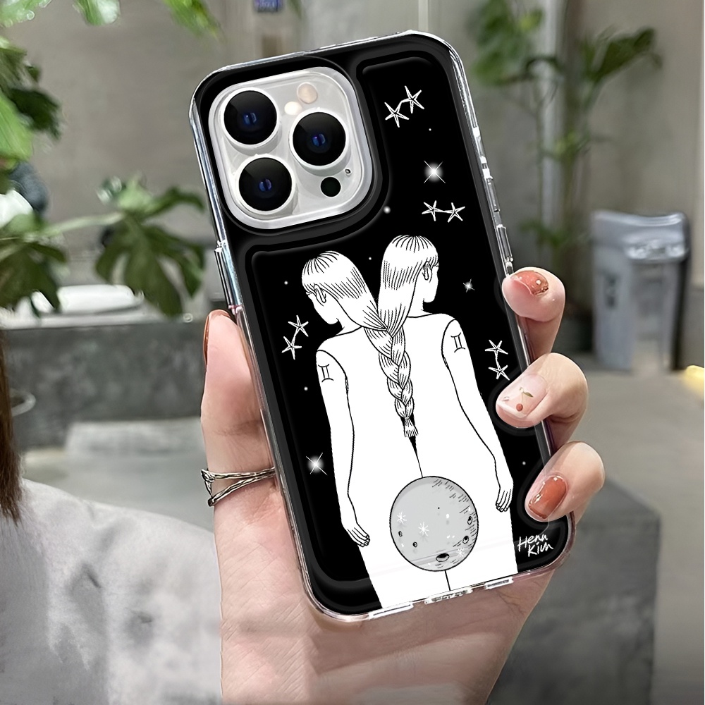 Ốp Điện Thoại Trong Suốt Chống Sốc In Hình Cô Gái Không Gian Cho iphone 14 pro max 11 13 12 7 8 Plus X XR XSMax