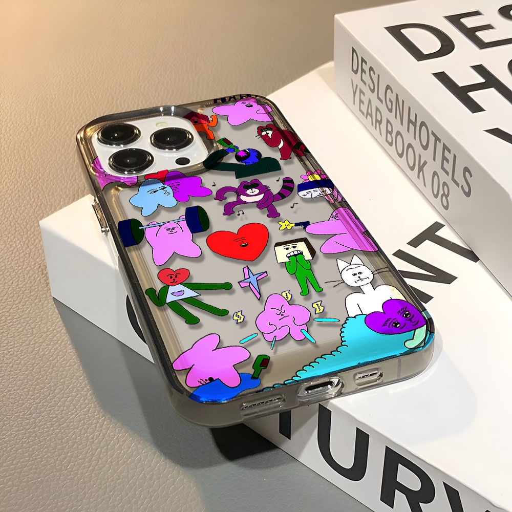 Ốp Điện Thoại Trong Suốt Họa Tiết Trái Tim &amp; Nhãn Dán Chống Sốc Cho iphone 14 pro max 11 13 12 7 8 Plus X XR XSMax