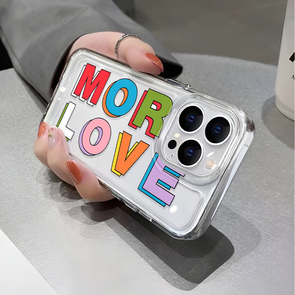 Ốp Điện Thoại Trong Suốt Chống Sốc In Chữ More Love Thời Trang Cho iphone 14 pro max 11 13 12 7 8 Plus X XR XSMax