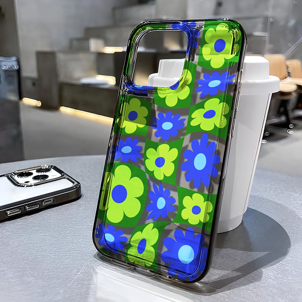 Ốp Điện Thoại Trong Suốt Chống Sốc Họa Tiết Kẻ Ô Cho iphone 14 pro max 11 13 12 7 8 Plus X XR XSMax