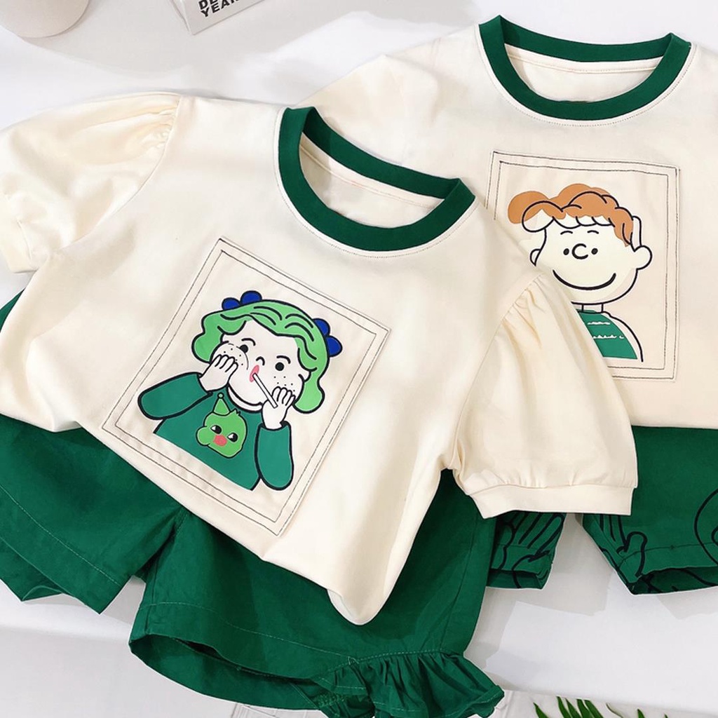 ✨Hàng Có Sẵn!✨ Bộ Áo Thun Tay Ngắn In Họa Tiết Hoạt Hình Thời Trang Mùa Hè Xinh Xắn Cho Bé Trai Và Gái