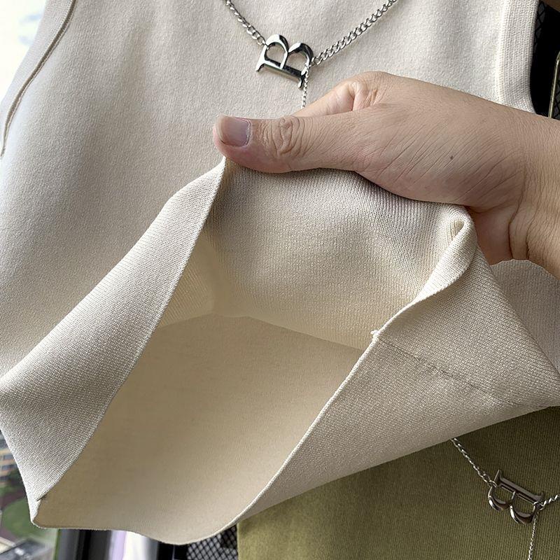 Áo sweater Dệt Kim Không Tay Dáng Ngắn Thời Trang Mùa Thu Cho Nữ