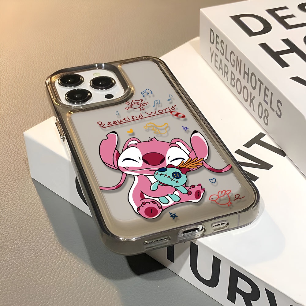 Ốp Điện Thoại Trong Suốt Chống Sốc In Hình Stitch Hồng Cho iphone 14 pro max 11 13 12 7 8 Plus X XR XSMax