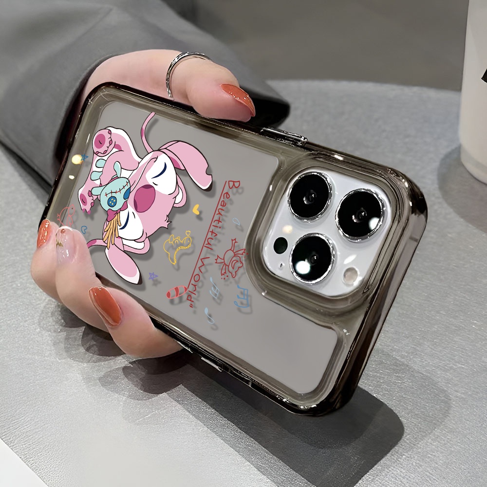 Ốp Điện Thoại Trong Suốt Chống Sốc In Hình Stitch Hồng Cho iphone 14 pro max 11 13 12 7 8 Plus X XR XSMax