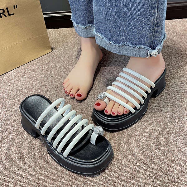 Dép thời trang nữ dép xỏ ngón kim cương thời trang độn cao đế dày